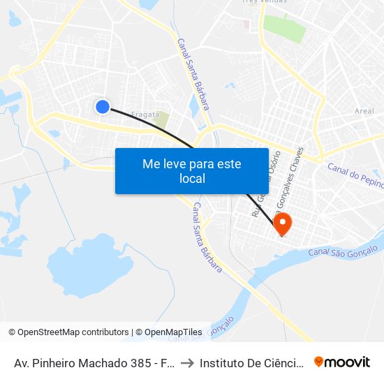 Av. Pinheiro Machado 385 - Fragata Pelotas - Rs 96040-500 Brasil to Instituto De Ciências Humanas Da Ufpel - Ich map
