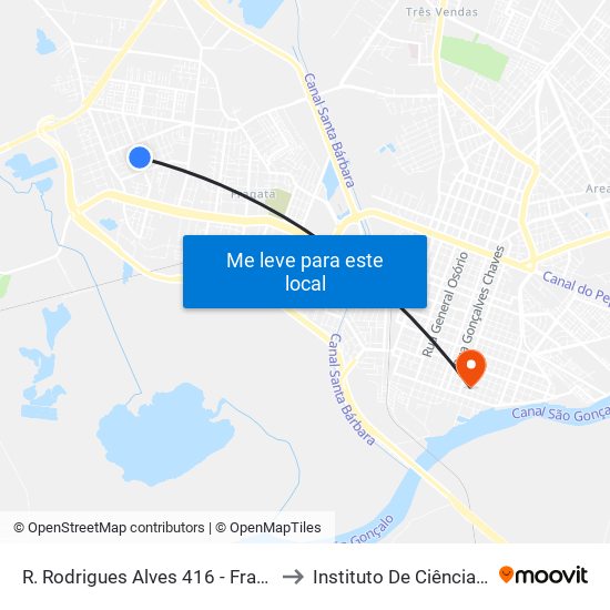 R. Rodrigues Alves 416 - Fragata Pelotas - Rs 96045-640 Brasil to Instituto De Ciências Humanas Da Ufpel - Ich map
