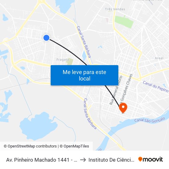 Av. Pinheiro Machado 1441 - Fragata Pelotas - Rs 96040-500 Brasil to Instituto De Ciências Humanas Da Ufpel - Ich map