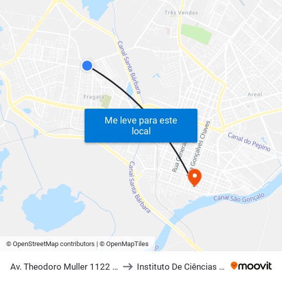 Av. Theodoro Muller 1122 - Fragata Pelotas - Rs Brasil to Instituto De Ciências Humanas Da Ufpel - Ich map