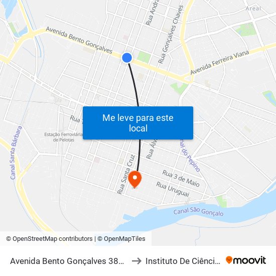 Avenida Bento Gonçalves 3864 Centro Pelotas - Rs 96015-140 Brasil to Instituto De Ciências Humanas Da Ufpel - Ich map