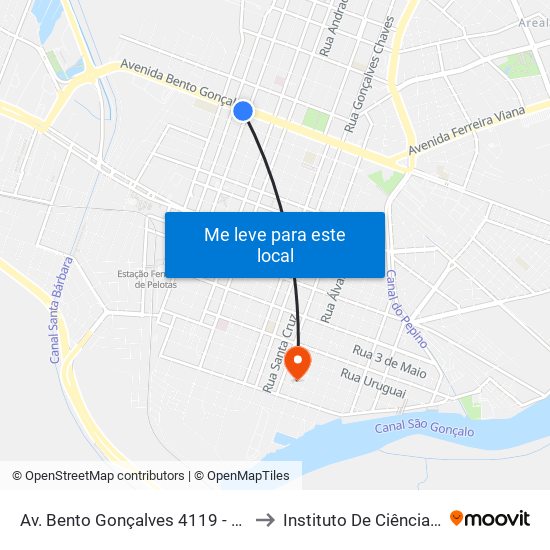 Av. Bento Gonçalves 4119 - Porto Pelotas - Rs 96015-140 Brasil to Instituto De Ciências Humanas Da Ufpel - Ich map