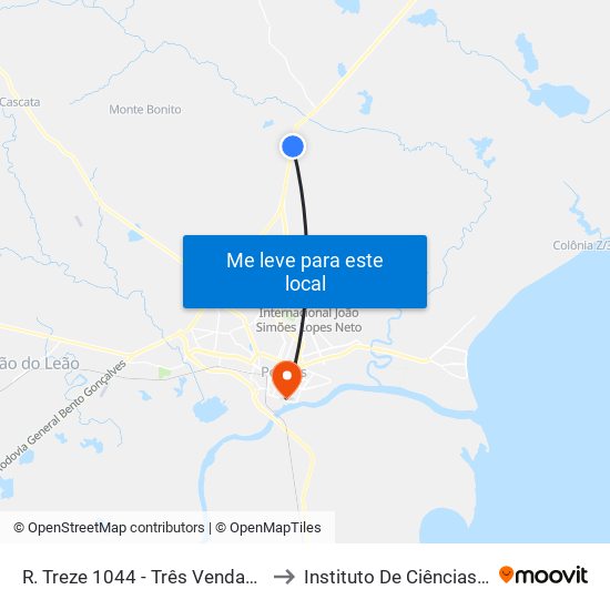 R. Treze 1044 - Três Vendas Pelotas - Rs 96072-033 Brasil to Instituto De Ciências Humanas Da Ufpel - Ich map
