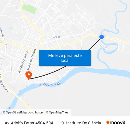 Av. Adolfo Fetter 4504-5046 - Vila Da Palha Pelotas - Rs Brasil to Instituto De Ciências Humanas Da Ufpel - Ich map