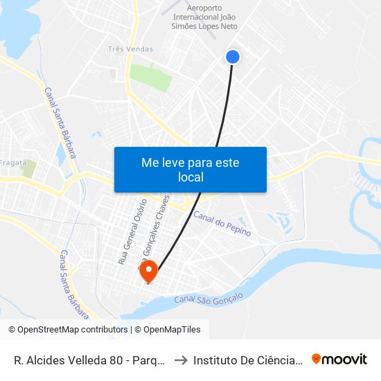 R. Alcides Velleda 80 - Parque Do Obelisco Pelotas - Rs Brasil to Instituto De Ciências Humanas Da Ufpel - Ich map