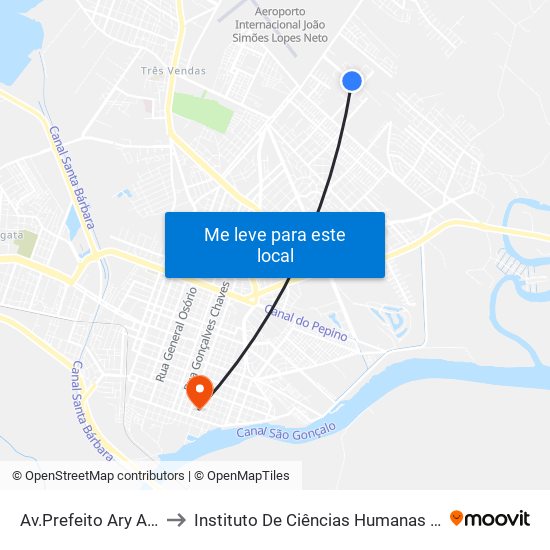 Av.Prefeito Ary Alcântara to Instituto De Ciências Humanas Da Ufpel - Ich map