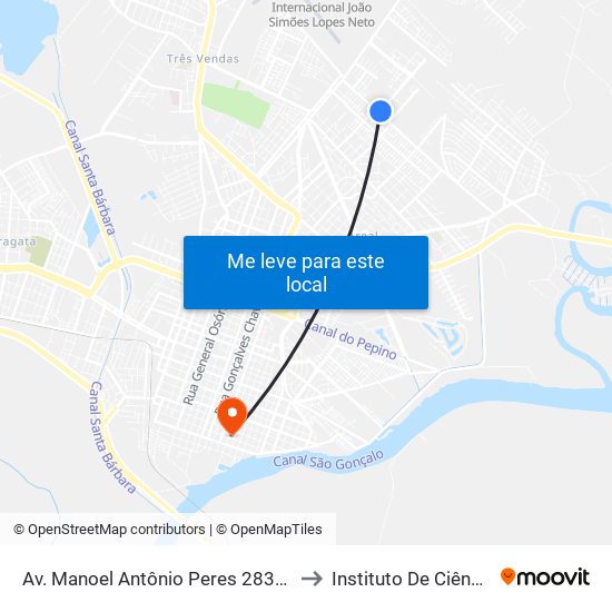 Av. Manoel Antônio Peres 2832-2880 - Areal Pelotas - Rs 96081-300 Brasil to Instituto De Ciências Humanas Da Ufpel - Ich map