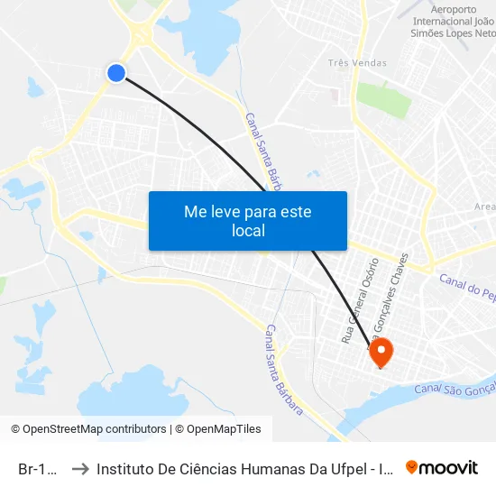 Br-116 to Instituto De Ciências Humanas Da Ufpel - Ich map