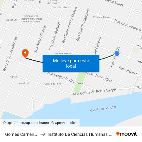 Gomes Carneiro - Ceiq to Instituto De Ciências Humanas Da Ufpel - Ich map