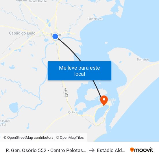 R. Gen. Osório 552 - Centro Pelotas - Rs 96020-000 Brasil to Estádio Aldo Dapuzzo map