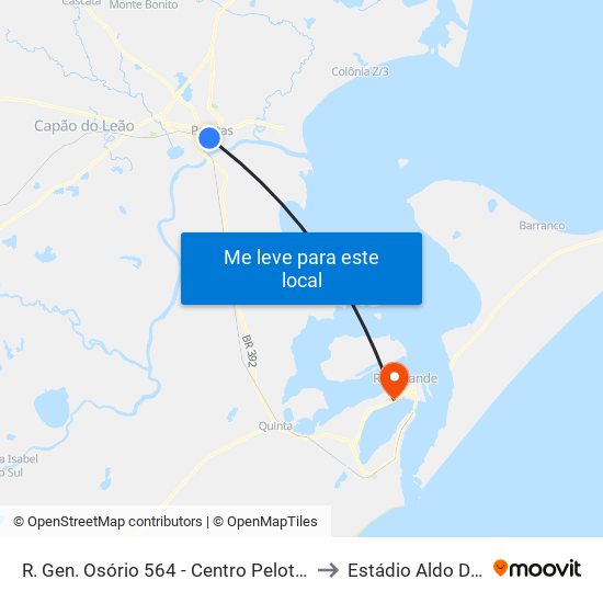 R. Gen. Osório 564 - Centro Pelotas - Rs Brasil to Estádio Aldo Dapuzzo map