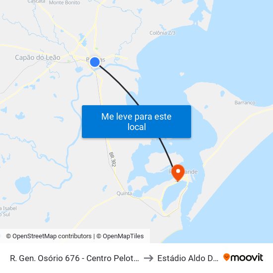 R. Gen. Osório 676 - Centro Pelotas - Rs Brasil to Estádio Aldo Dapuzzo map