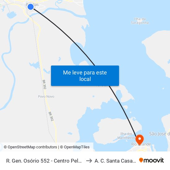 R. Gen. Osório 552 - Centro Pelotas - Rs 96020-000 Brasil to A. C. Santa Casa Do Rio Grande map