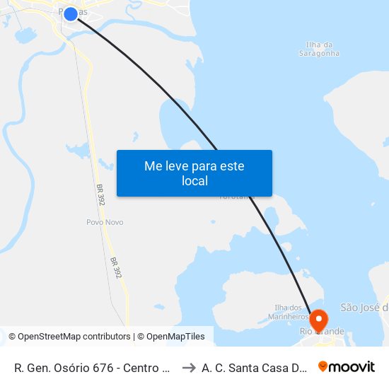 R. Gen. Osório 676 - Centro Pelotas - Rs Brasil to A. C. Santa Casa Do Rio Grande map