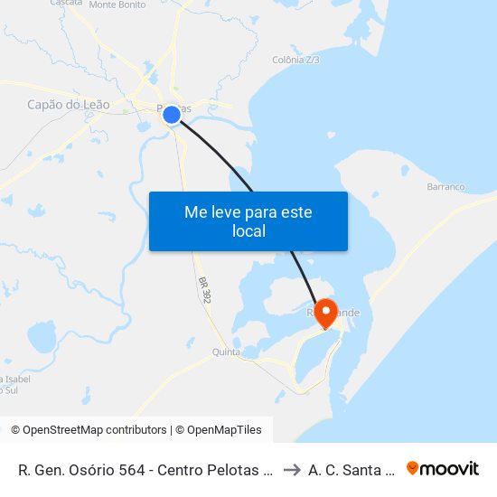 R. Gen. Osório 564 - Centro Pelotas - Rs Brasil to A. C. Santa Casa map