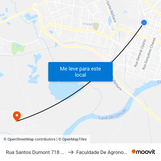 Rua Santos Dumont 718 Pelotas - Rio Grande Do Sul 96020 Brasil to Faculdade De Agronomia Eliseu Maciel - Faem - Prédio 02 map
