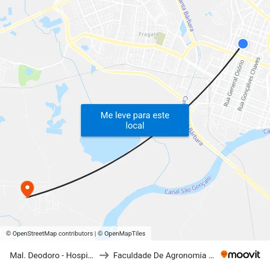 Mal. Deodoro - Hospital São Francisco De Paula to Faculdade De Agronomia Eliseu Maciel - Faem - Prédio 02 map