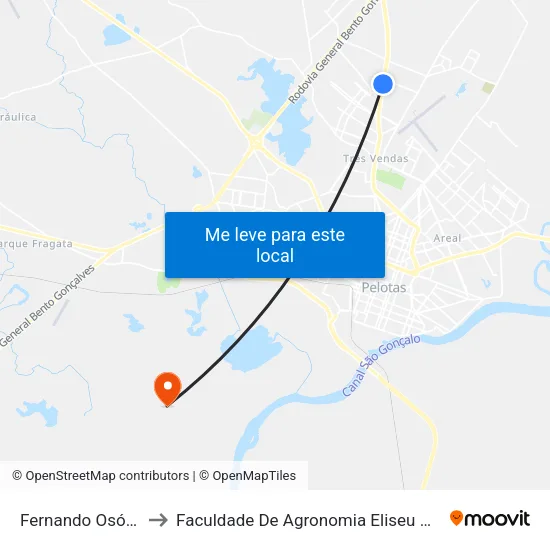 Fernando Osório - Treichel to Faculdade De Agronomia Eliseu Maciel - Faem - Prédio 02 map