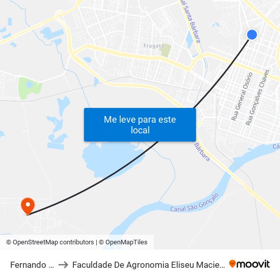 Fernando Osório to Faculdade De Agronomia Eliseu Maciel - Faem - Prédio 02 map