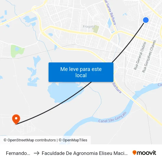 Fernando Osório to Faculdade De Agronomia Eliseu Maciel - Faem - Prédio 02 map