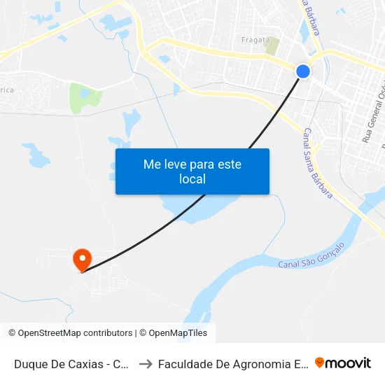 Duque De Caxias - Coca-Cola (Intermunicipal) to Faculdade De Agronomia Eliseu Maciel - Faem - Prédio 02 map