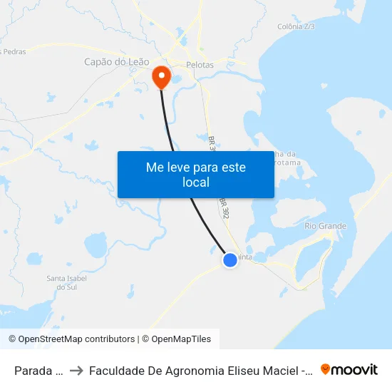 Parada 1022 to Faculdade De Agronomia Eliseu Maciel - Faem - Prédio 02 map
