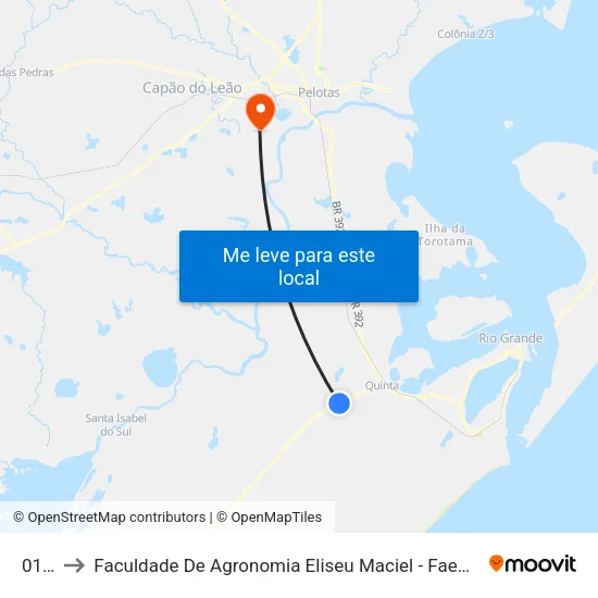 0102 to Faculdade De Agronomia Eliseu Maciel - Faem - Prédio 02 map