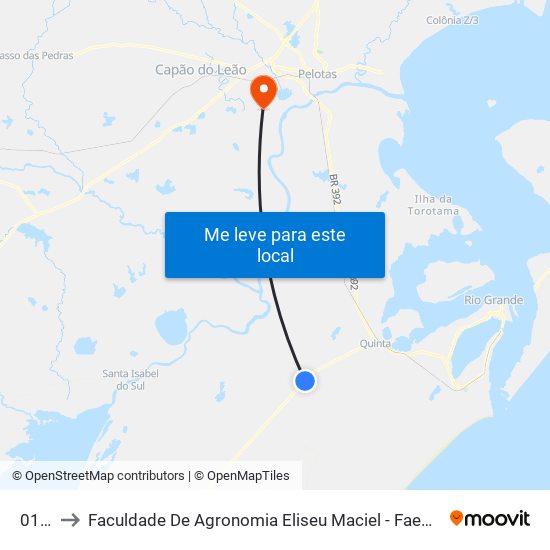 0115 to Faculdade De Agronomia Eliseu Maciel - Faem - Prédio 02 map