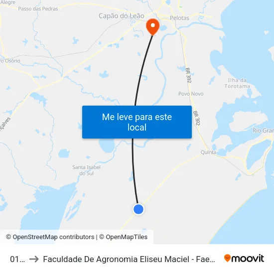 0129 to Faculdade De Agronomia Eliseu Maciel - Faem - Prédio 02 map