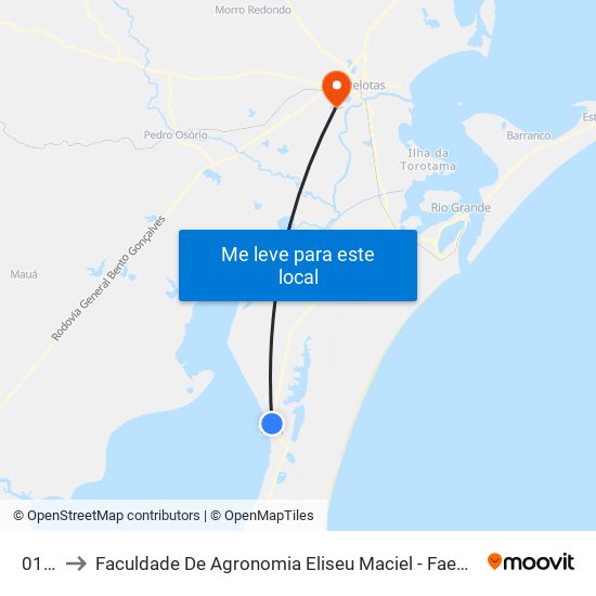 0165 to Faculdade De Agronomia Eliseu Maciel - Faem - Prédio 02 map