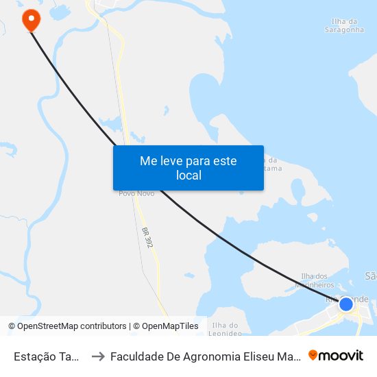 Estação Tamandaré 4 to Faculdade De Agronomia Eliseu Maciel - Faem - Prédio 02 map
