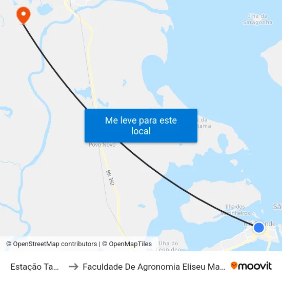 Estação Tamandaré 4 to Faculdade De Agronomia Eliseu Maciel - Faem - Prédio 02 map