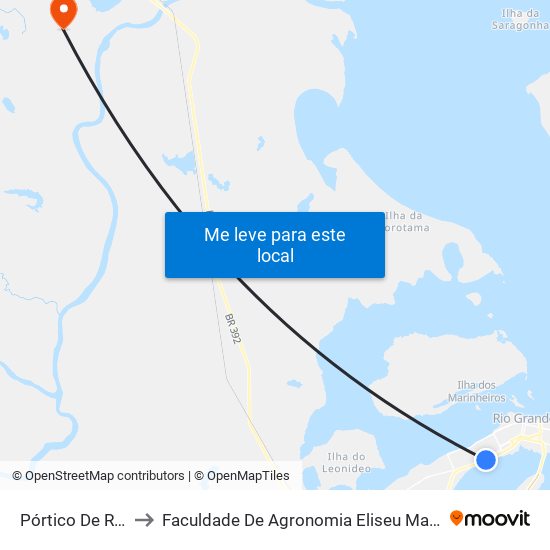 Pórtico De Rio Grande to Faculdade De Agronomia Eliseu Maciel - Faem - Prédio 02 map