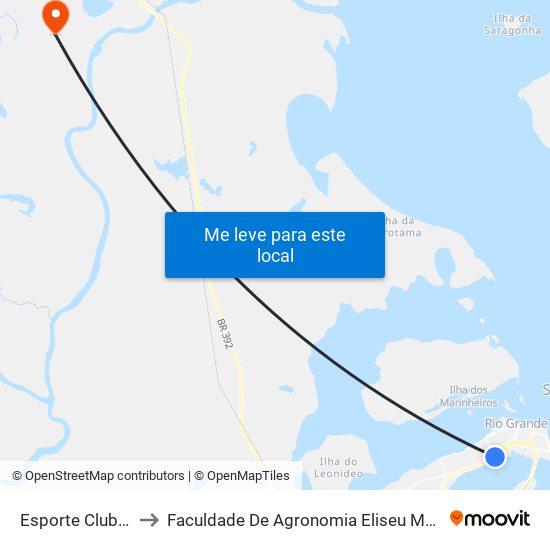 Esporte Club São Paulo to Faculdade De Agronomia Eliseu Maciel - Faem - Prédio 02 map