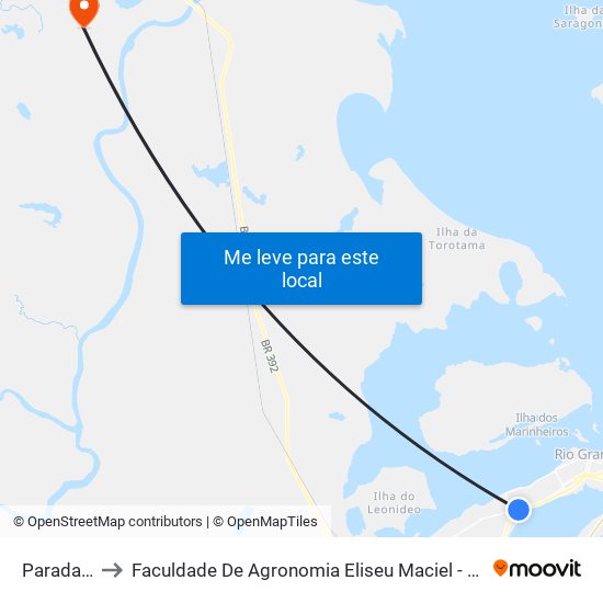 Parada 335 to Faculdade De Agronomia Eliseu Maciel - Faem - Prédio 02 map