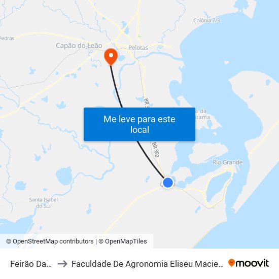 Feirão Da Quinta to Faculdade De Agronomia Eliseu Maciel - Faem - Prédio 02 map