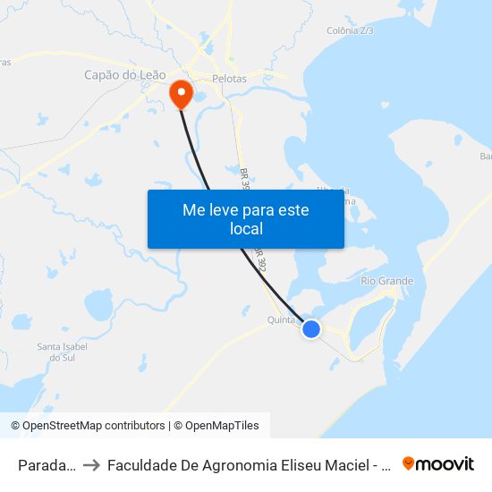 Parada 870 to Faculdade De Agronomia Eliseu Maciel - Faem - Prédio 02 map
