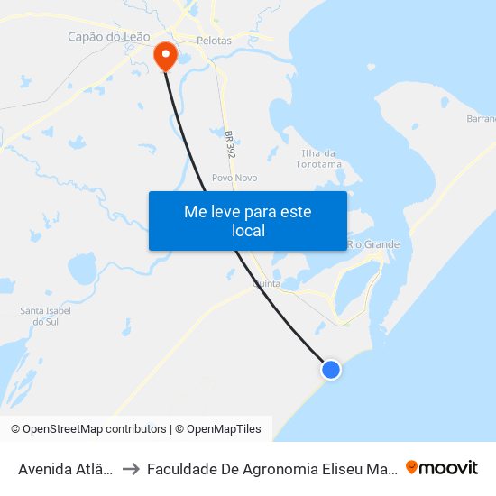 Avenida Atlântica, 631 to Faculdade De Agronomia Eliseu Maciel - Faem - Prédio 02 map
