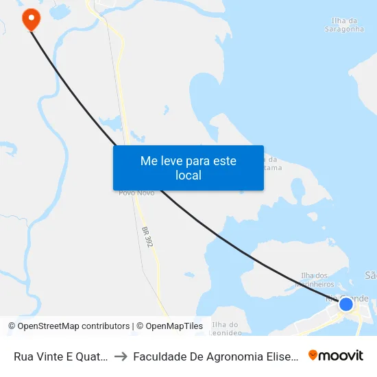 Rua Vinte E Quatro De Maio, 306 to Faculdade De Agronomia Eliseu Maciel - Faem - Prédio 02 map