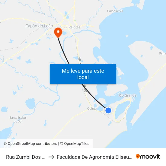 Rua Zumbi Dos Palmares, 258 to Faculdade De Agronomia Eliseu Maciel - Faem - Prédio 02 map