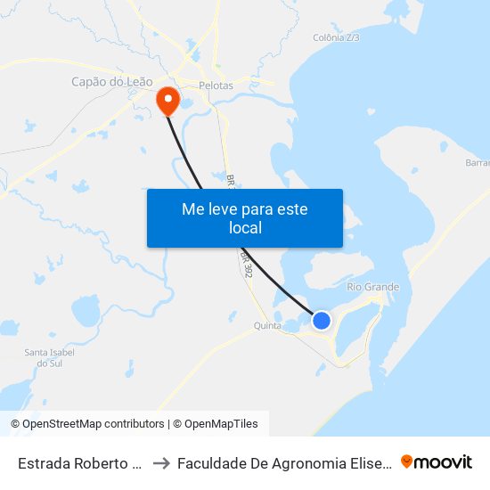 Estrada Roberto Socoowski, 1490 to Faculdade De Agronomia Eliseu Maciel - Faem - Prédio 02 map