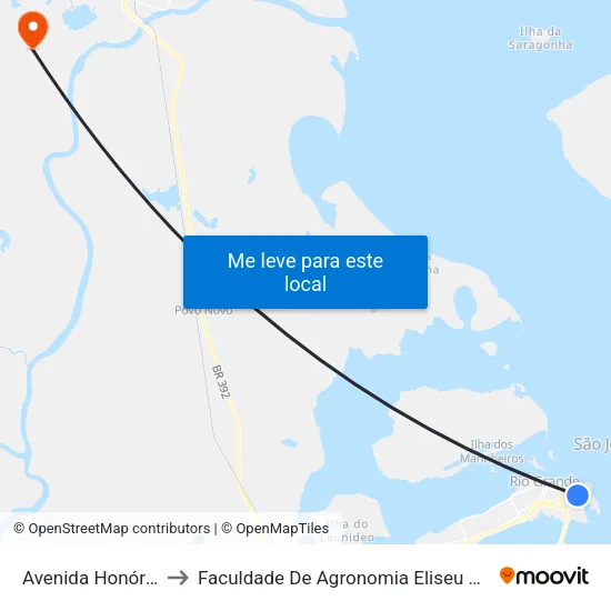 Avenida Honório Bicalho, 7 to Faculdade De Agronomia Eliseu Maciel - Faem - Prédio 02 map