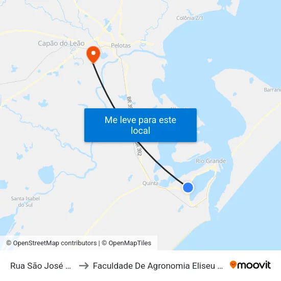 Rua São José Do Norte, 181 to Faculdade De Agronomia Eliseu Maciel - Faem - Prédio 02 map