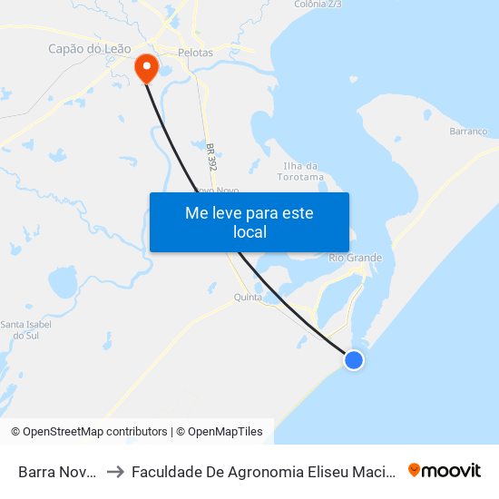 Barra Nova, 5000 to Faculdade De Agronomia Eliseu Maciel - Faem - Prédio 02 map