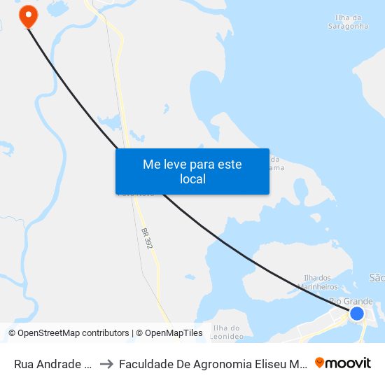 Rua Andrade Neves, 309 to Faculdade De Agronomia Eliseu Maciel - Faem - Prédio 02 map