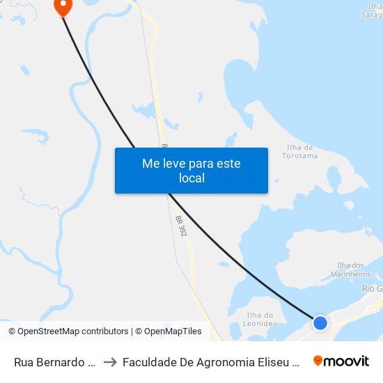 Rua Bernardo Taveira, 601 to Faculdade De Agronomia Eliseu Maciel - Faem - Prédio 02 map