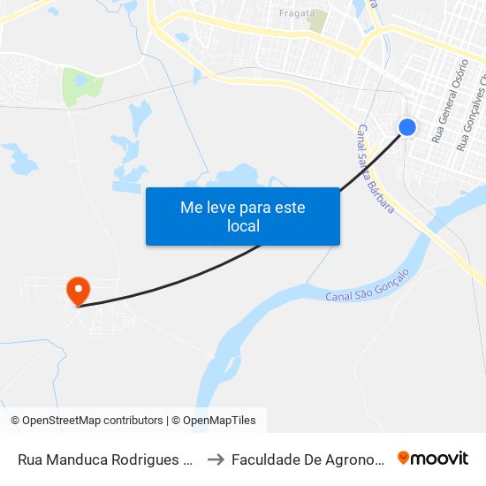 Rua Manduca Rodrigues 657 Centro Pelotas - Rs 96020-320 Brasil to Faculdade De Agronomia Eliseu Maciel - Faem - Prédio 02 map