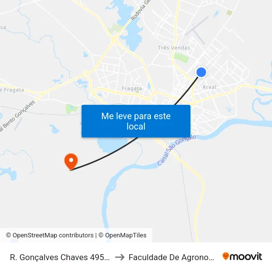 R. Gonçalves Chaves 4955 - Centro Pelotas - Rs 96015-560 Brasil to Faculdade De Agronomia Eliseu Maciel - Faem - Prédio 02 map