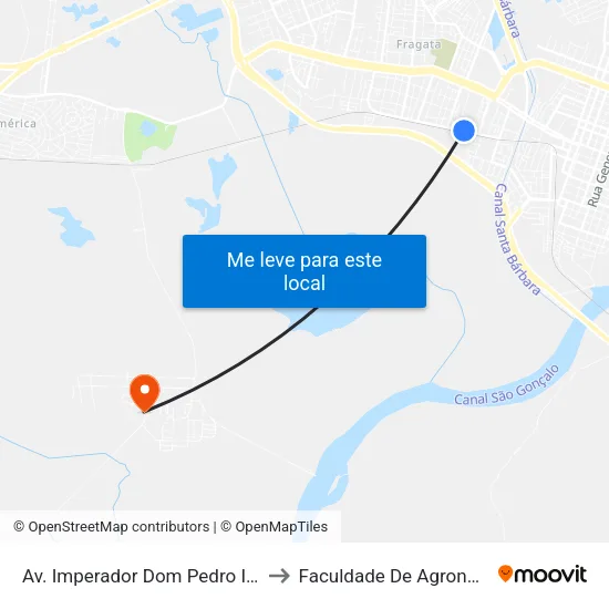 Av. Imperador Dom Pedro I 1610 - Fragata Pelotas - Rs 96030-350 Brasil to Faculdade De Agronomia Eliseu Maciel - Faem - Prédio 02 map