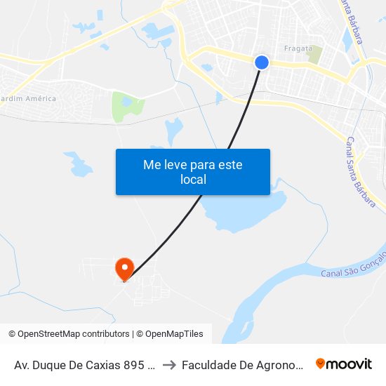 Av. Duque De Caxias 895 - Fragata Pelotas - Rs 96030-002 Brasil to Faculdade De Agronomia Eliseu Maciel - Faem - Prédio 02 map